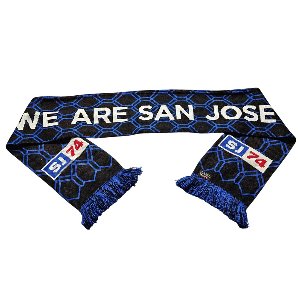San Jose Earthquakes Ruffneck Scarf Unisex OS Black Blue MLS Soccer SJ74 Fringed